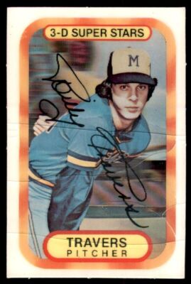 1977 Kellogg's 3-D Super Stars (CRACKED SURFACE) Bill Travers Milwaukee Brewers