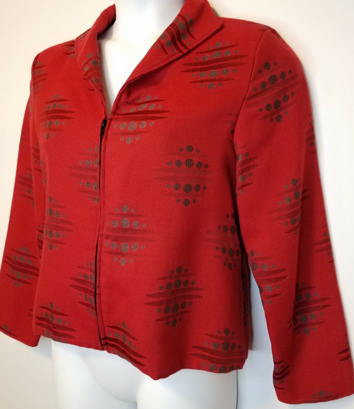 Giacca blazer vintage dipinto rosso pony sud ovest azteco arazzo medio USA