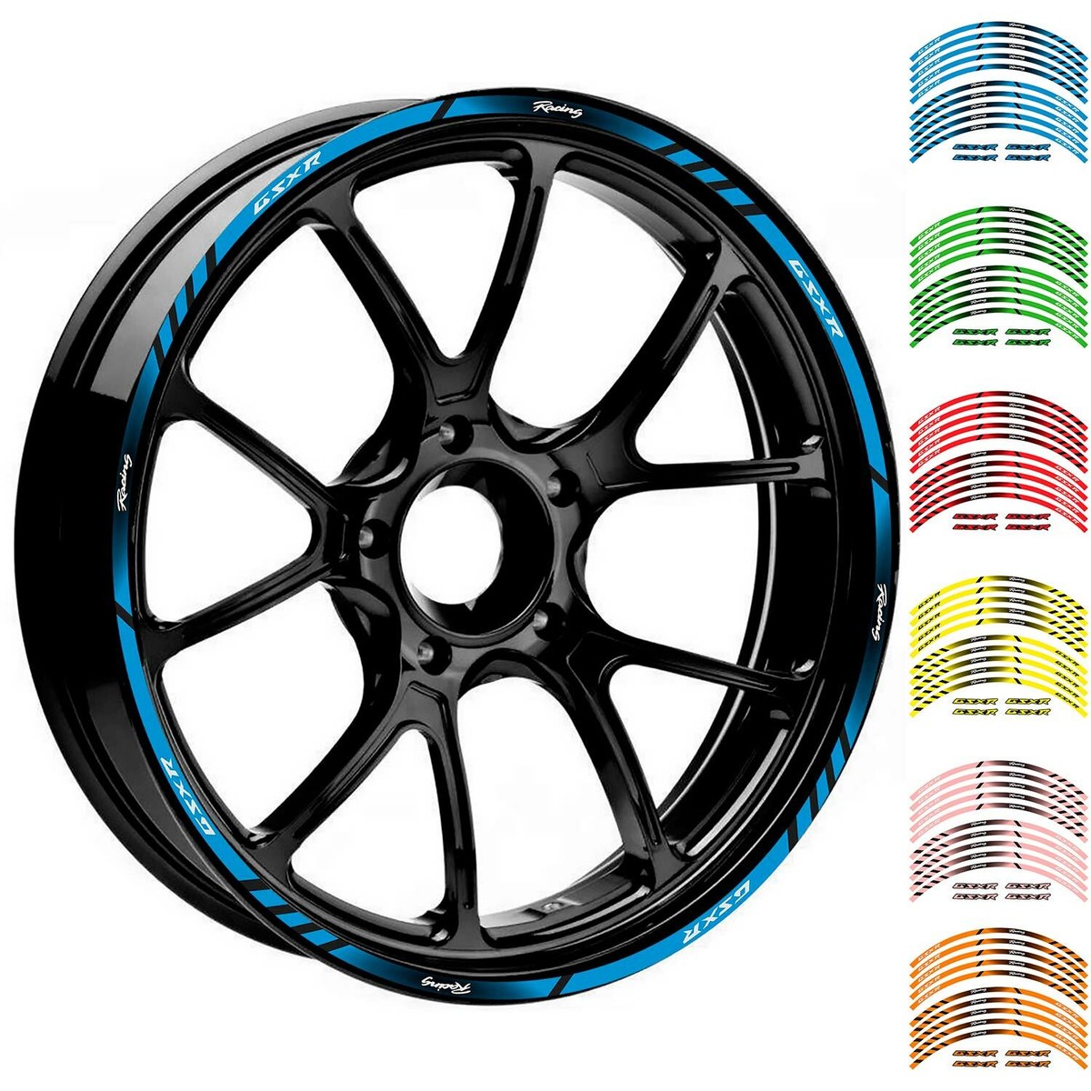 Velgstickers Motorfiets Wiel Sticker Band Reflecterende Strepen Stickers Velg Sticker Voor Suzuki GSX-R750 Gsxr 750r Geavanceerde (Color : 7