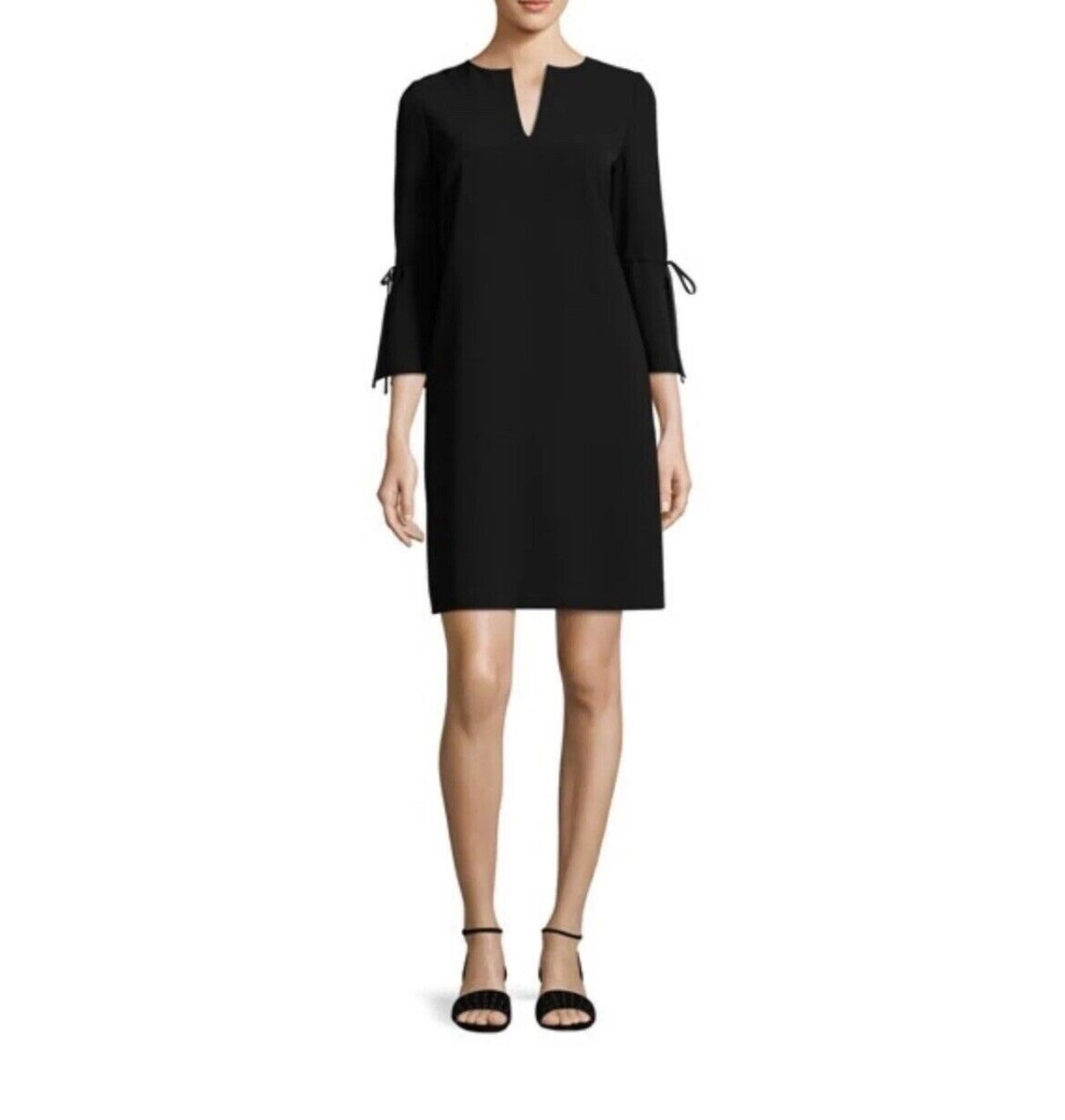 Lafayette 148 Deandra Bell Sleeve Split Neck Mini Dress Black Size 2P | eBay Lafayette 148 Deandra Bell Sleeve Split Neck Mini Dress Black Size 2P | eBay