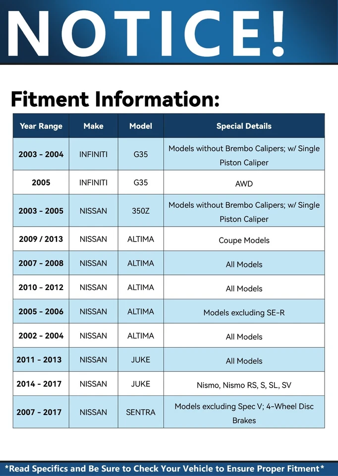 Pastillas de freno delanteras y traseras de cerámica para Infiniti G35 Nissan 350Z Juke Sentra Altima Foto 2 de 4