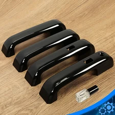 For 2017-2022 Ford F250 F350 Super Duty GLOSS BLACK Door Handle Cover W/Smartkey