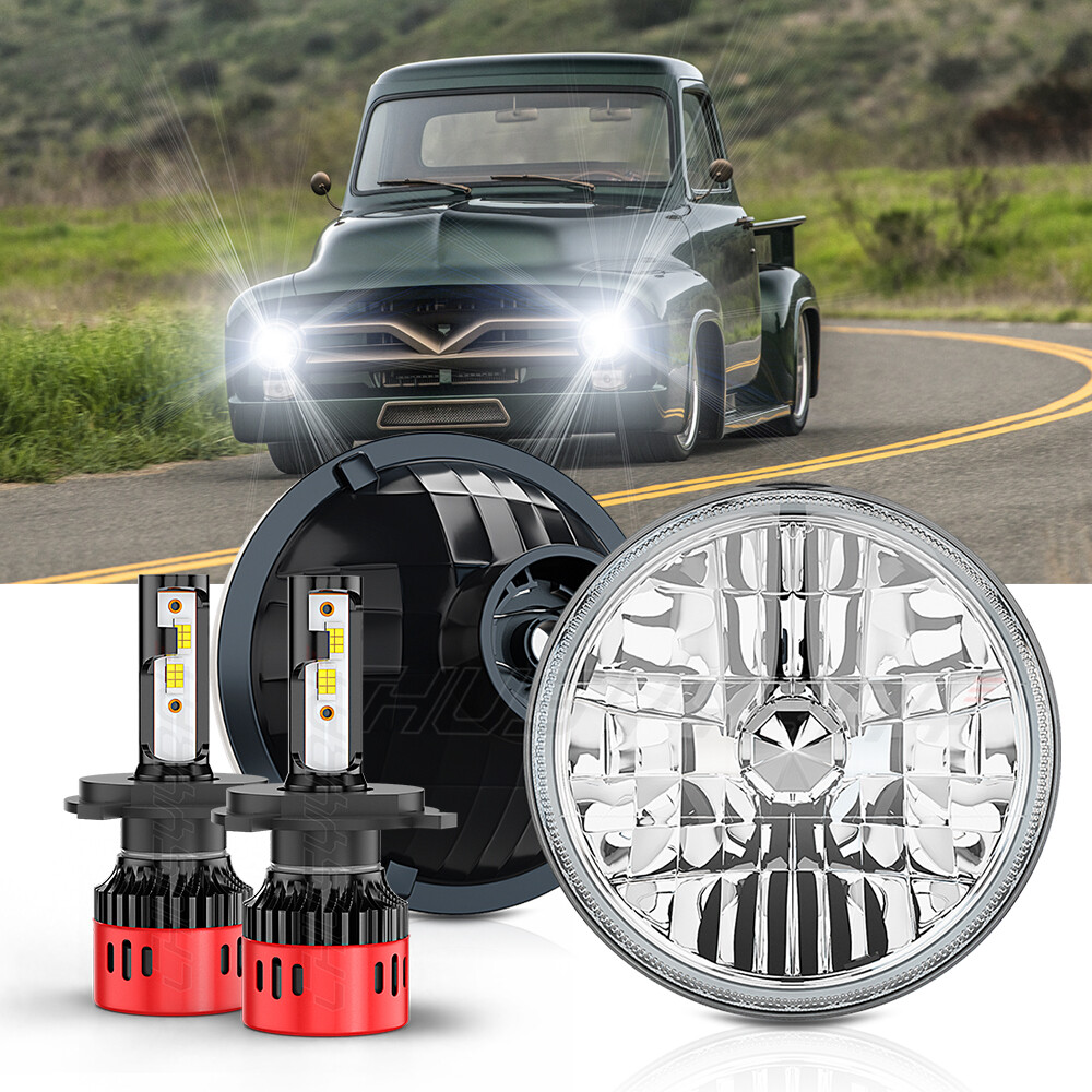 Pair 7Inch LED Headlights White For 1953-1977 Ford F100 F250 F350 Pickup