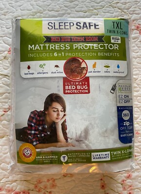 White Bed Bug Mattress Protector Twin XL Dorm Room 6 in 1 Protection Benefits