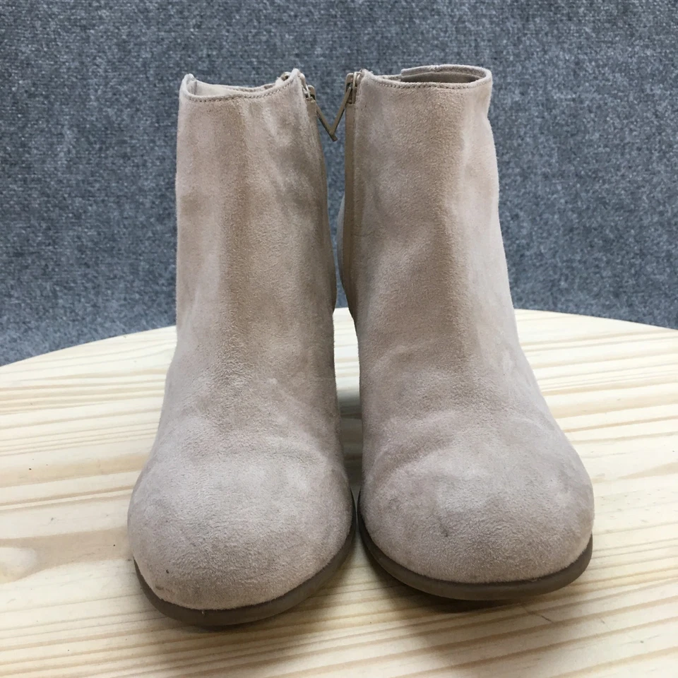 Old Navy Boots Womens 9 Ankle Booties Beige Faux Suede Heeled Side Zip Casual - Image 4 of 4