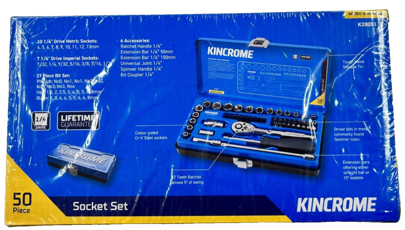 KINCROME 50 piece 1/4inch Drive Metric & Imperial Socket Set (K28051) eBay