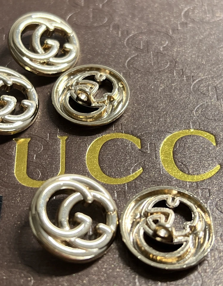 Ø 19 mm Set 5 Ersatzknöpfe + 1 Etikett Label Metall Knöpfe GG GUCCI Knopf Logo - Bild 3 von 4
