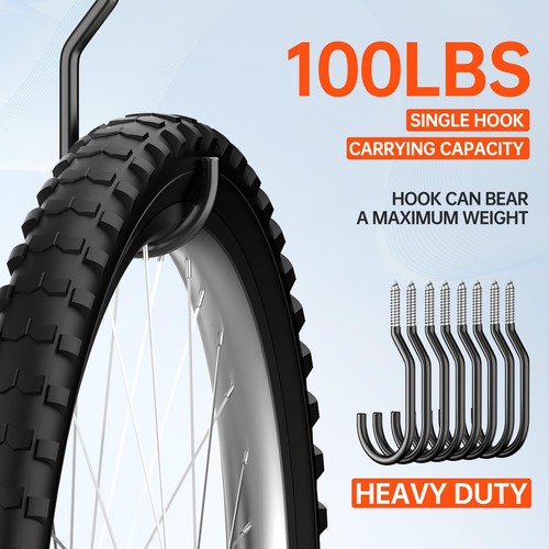 Paquete de 8 ganchos resistentes para bicicletas para techo de pared de garaje - Bild 4 von 7