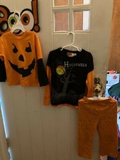 2 Children's Boy or Girl Halloween Shirts with matching pants outfit