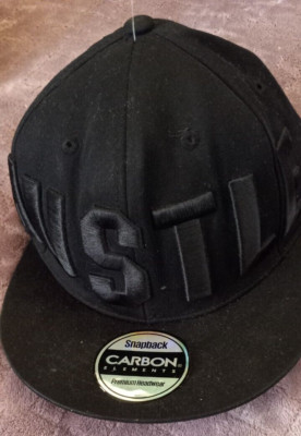 HUSTLE Snap Back Hat Carbon Elements Hip Hop Skater Trucker Embroidered Black