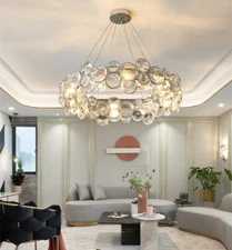 LUXURY Lobby LED round crystal ceiling lamp living room chandelier lighting