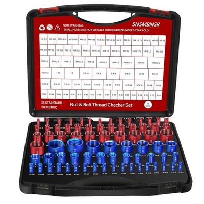 76Pcs Thread Checker, Nut and Bolt Thread Checker 38 Standard and 38 Metric Set,