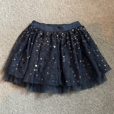 Girls Navy Blue Skirt with Sequins, Age 7 Years, NEXT (Sellers Ref: 15)