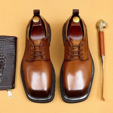 Chic Mens Round Toe Shoes Genuine Leather Formal Business British Lace Up Shoes