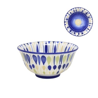 Blaue Suppenschale Keramik Dessertschale rustikal 12 cm orientalisch Sun Burst Vintage