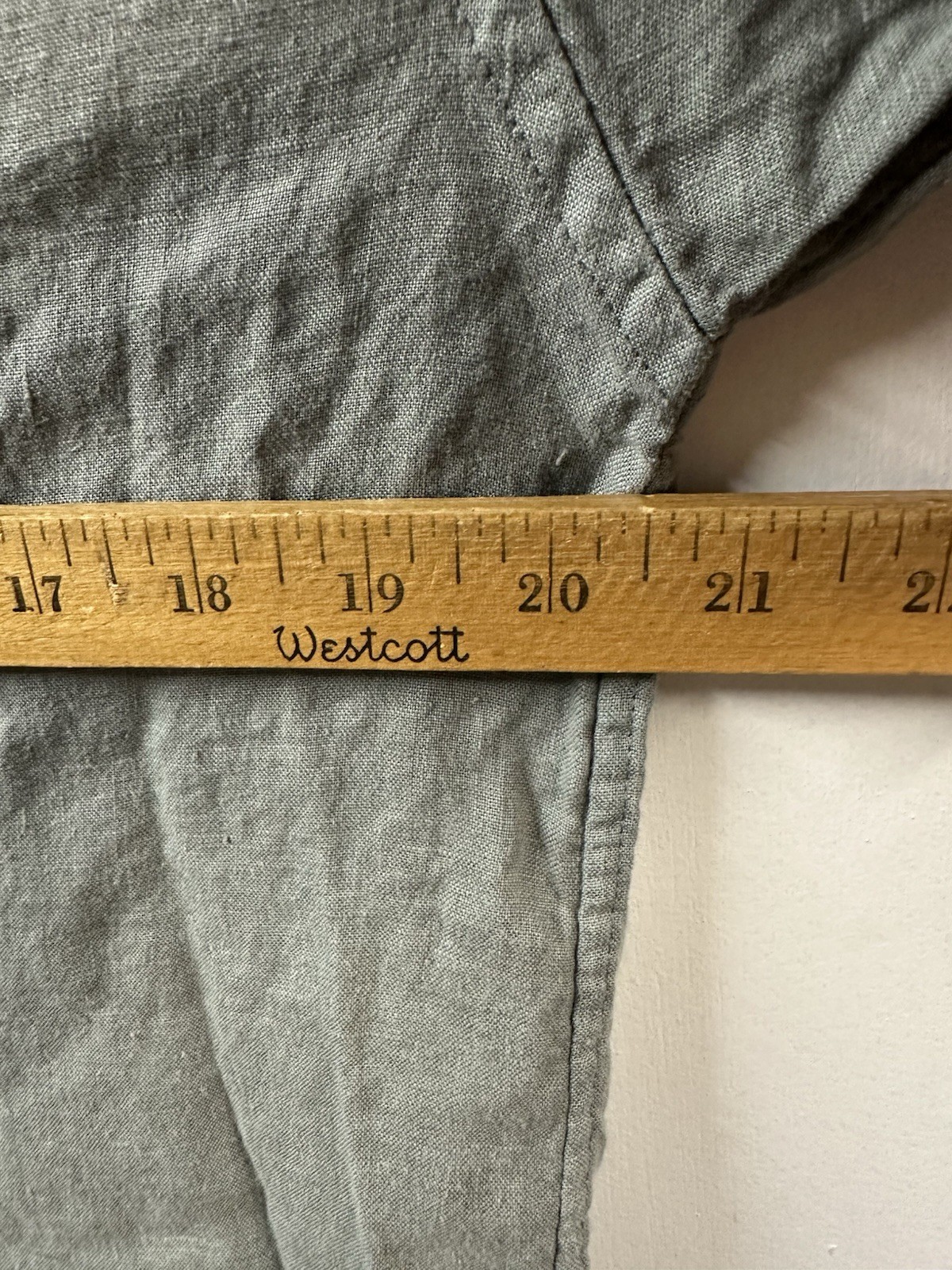 Muji 100% Linen True Hemp Stand Band Collar Button Up Long Sleeve Shirt Gray Xs