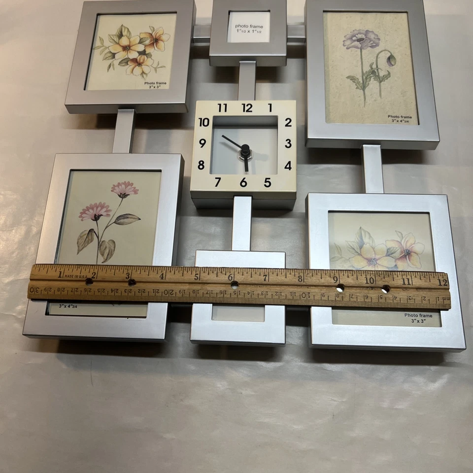 Picture/Photo Frame Wall Clock w/6 Spots for Pictures - Image 2 of 4