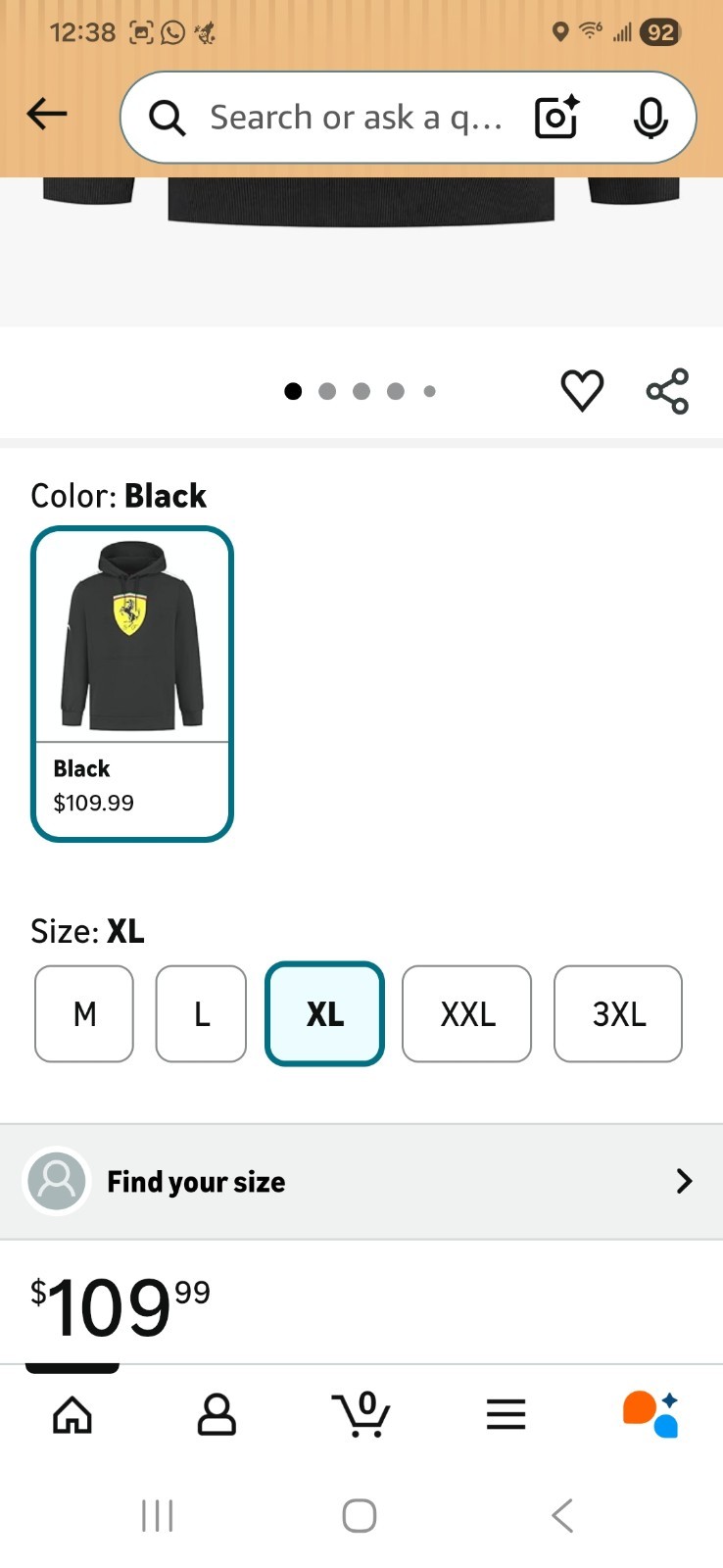 Puma Scuderia Ferrari F1 Mens Big Shield Logo Black Hoodie Pullover Size XL NWT  thumbnail 9