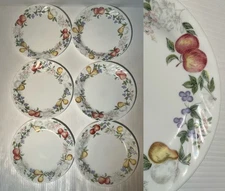 Corelle CHUTNEY Salad Bread Plates Fruits Apple Pear Swirl 7.125" EUC - Set of 6