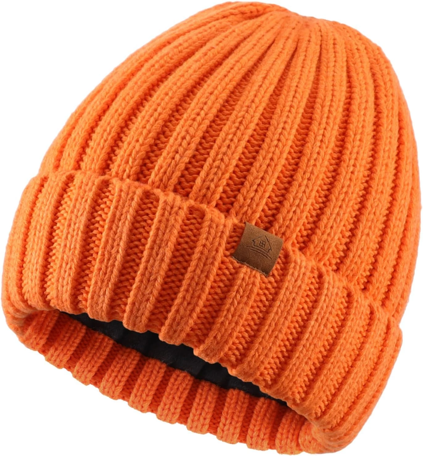 Mens Winter Hat Wool Fleece Lined Knit Beanie Hat Warm Stocking Caps