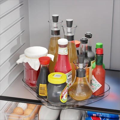 Lazy Susan Turntable Organizer for Refrigerator 11.9''x10.2'' Square Fridge