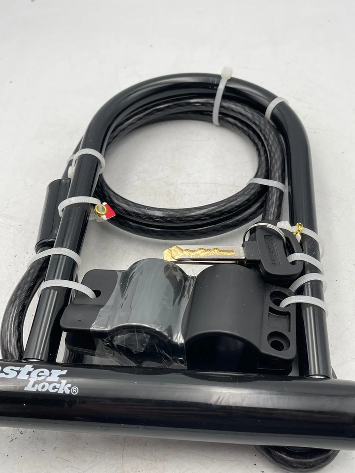 Master Lock U-Lock Cable Combo Bike Lock Heavy Duty Black Keys Included Steel - Image 4 of 4