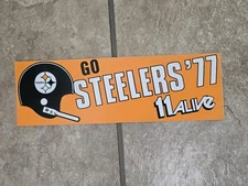 Go Pittsburgh Steelers 11 Alive Single 1 Bar Helmet Bumper Sticker 1977 Vintage 