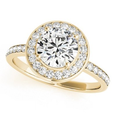 2,00 Karat DE/VS Lab Grown runder Diamant Halo Verlobungsring 18K Gelbgold
