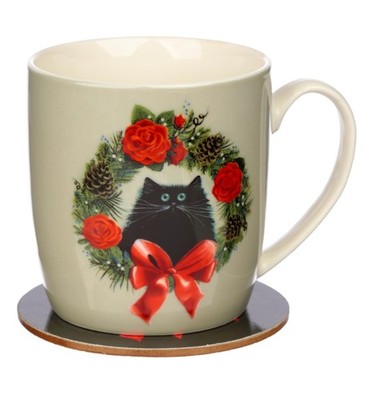 Puckator Kim Haskins Katzen Tasse Mit Untersetzer Set Porzellan 300ml