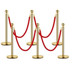 Stanchion Post Queue Red Velvet Carpet Rope Pole Crowd Control Safety Barrier