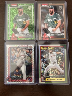 Garrett Crochet 4 Card Lot Red Sox Gold Serial # Green Easter Parallel 2025