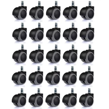 25 Pcs Replacement Swivel Office Chair Wheels Casters Universal Fit Set of 25