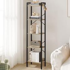 Bookshelf, Book Shelf, Industrial Bookcase with 2 Hooks, Coner Shelf Storage ...