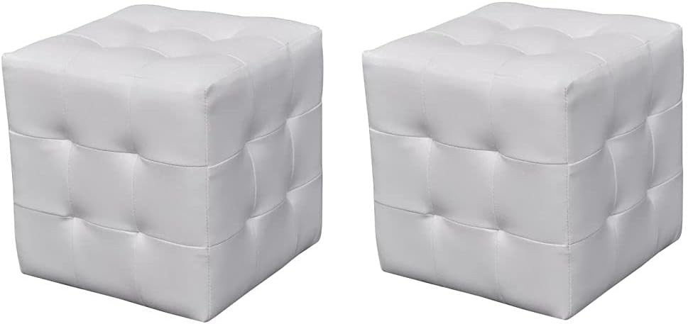 Pouf salon blanc lot de 2 cubes 30 cm pour coin détente cosy et moderne