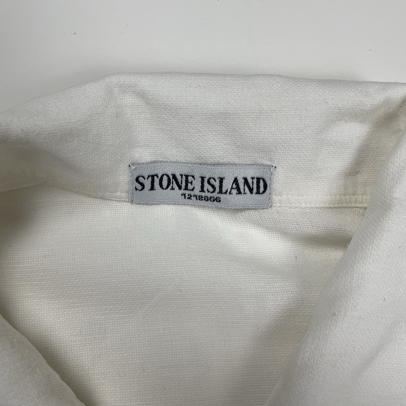 Vintage Stone Island Linen Short Sleeve Shirt Top Rare White Men’s Size Medium M thumbnail 5