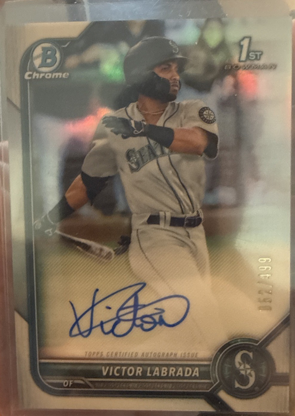 2022 Bowman Chrome 1st VICTOR LABRADA Refractor #52/499 AUTO Seattle Mariners