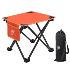 Orange Folding Camping Stool, Small Portable Camp Chair, Carry Bag, Fishing