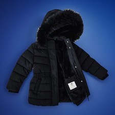 Member's Mark Girls Black Puffer Jacket Large 10/12 NWT Removable Hood Full Zip