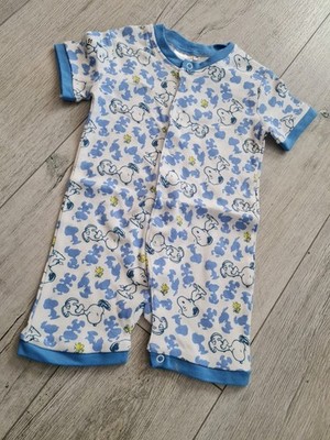 Strampler Schlafoverall mit Snoopy *° Peanuts weiß & blau Gr. 68