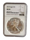 2019 American Silver Eagle $1 Dollar Coin One Troy Ounce 0.999 Fine NGC MS69