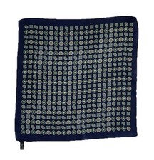 LUXURIOUS All Silk Pocket Square In Blue W A Geometric Pattern 14"/14" 1/2 E.CON