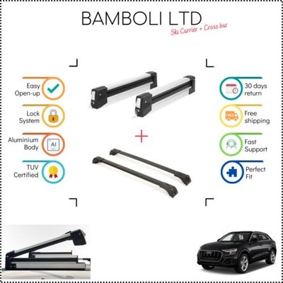 Bamboli 19'' Ski Carrier & Black Cross Bar Set For Audi Q8 2018 - Up 4 pcs