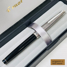 Pilot Elite long Sterling Silver Fountain Pen 18K-WG FM Nib H774 Vintage Japan