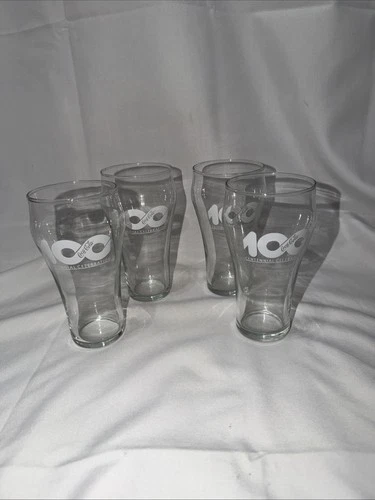 Vtg Coca-Cola 100 Year Centennial Celebration GLASS SET of 4, 1986 Anniversary