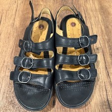 Clarks Unstructured Black Leather Adjustable Buckle Comfort Sandals Slingbacks 8