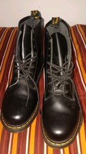 Dr. Martens Men's Black Leather Combat Ankle Lace-Up Boots Round Toe