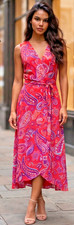 NEW Size 8 Hi Low Dress By TAHARI ARTHUR S. LEVINE Bright Orange Pasley Print