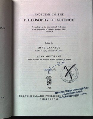 Problems in the Philosophy of Science; Studies in Logic and the Foundations of M