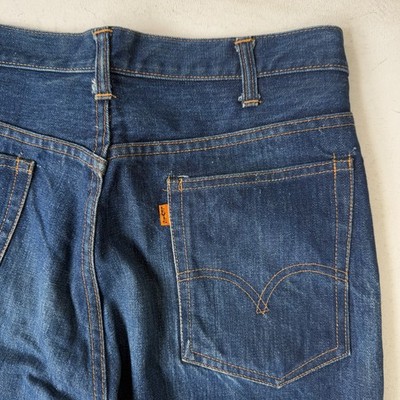 Vtg 1970s Levis 646 Flare Jeans Dark Blue Big E Orange Tab Single