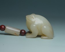 China Hand-carved andi jade golden toad collection items antiques collection